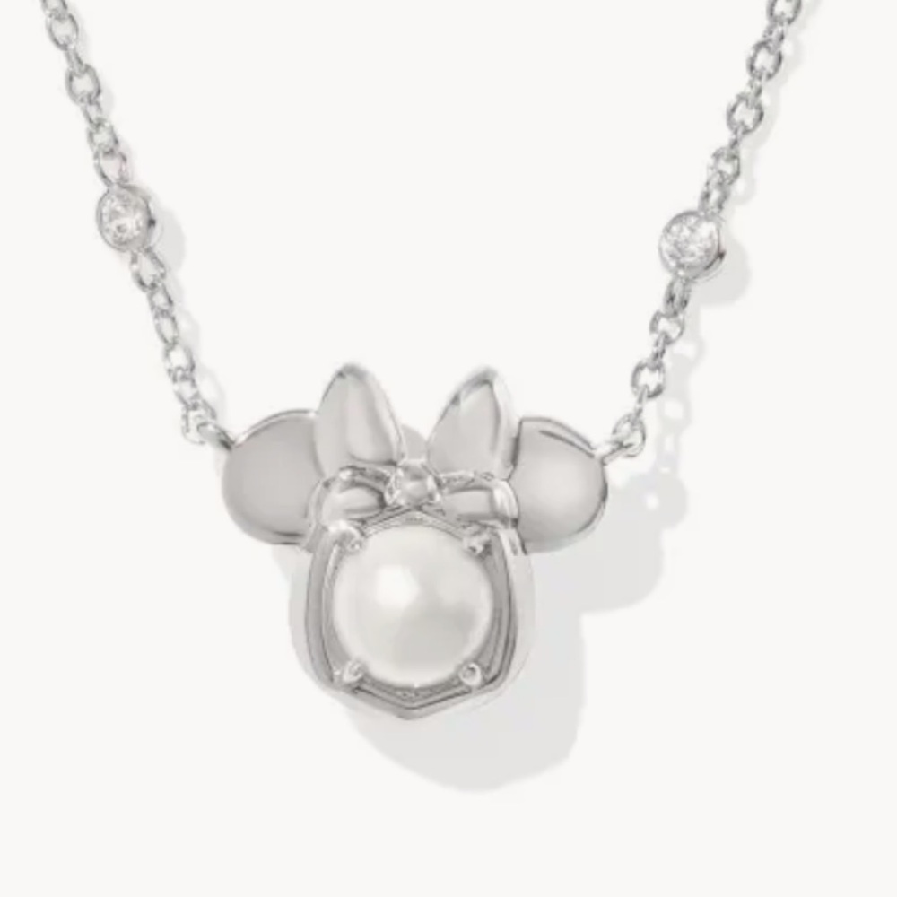 Kendra Scott X Disney Silver & Pearl Minnie Mouse Necklace